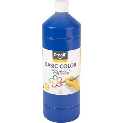 Creall Plakkaatverf - Donkerblauw - donker blauwe schoolverf - fles 1000ML - Gemaakt in Nederland - professionele kwaliteit - basic color - vegan - glutenvrij