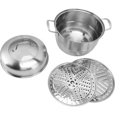 Cuit-vapeur en acier inoxydable avec poignées des deux côtés Cuit-vapeur épais multicouche Casserole Casserole avec L(for 6.5-9kg)