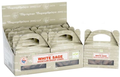 Doos met - Satya Witte Salie Backflow Dhoop Cone