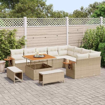 vidaXL - Tuinbank - Set - 13 - st - 11-Aantal - zitplaatsen - Beige - en - Crème