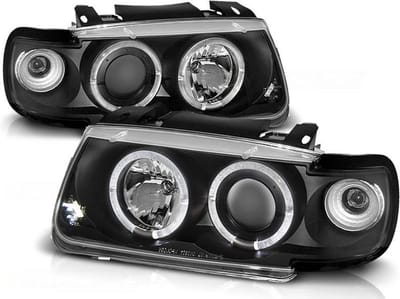 Koplampen dual halo rims VW POLO 6N 10 94-09 99 HATCHBACK ANGEL EYES ZWART