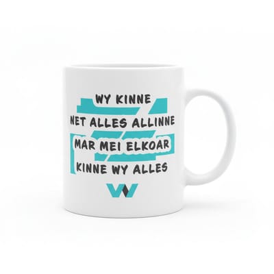 Wy Kinne Net Alles Allinne Quote Mok – Inspirerende Friese Samen Quote Keramische Koffiemok – 330 ml
