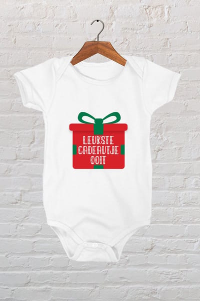 Hospitrix Baby Rompertje met Tekst "Leukste Cadeau Ooit" | Kerstcadeau | 0-3 maanden | Kerst zwangerschaps aankondiging | Cadeau voor Zwangerschap | Bekendmaking | Aankondiging | Aanstaande Moeder | Moederdag