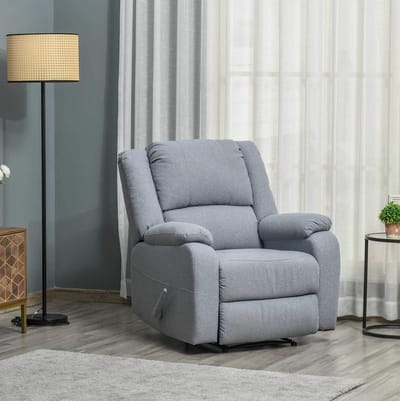 MIVRAY Relaxfauteuil 87 x 96 x 98 cm - Handmatig Verstelbaar Met Voetensteun En Zijvak - Voor Woonkamer En Tv-Momenten - Polyester Lichtgrijs