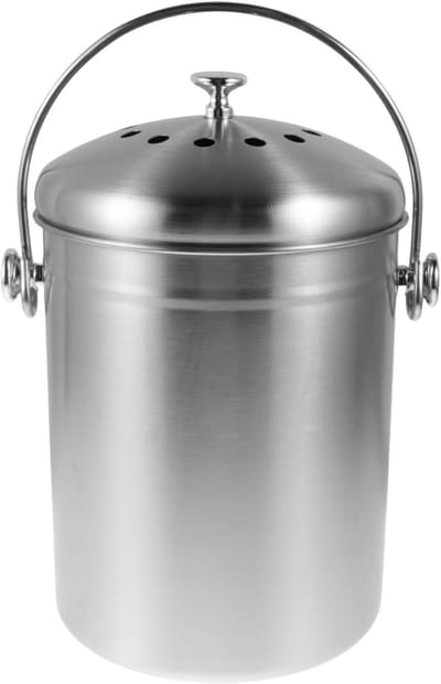 Compostbak Keuken - Voedselresten Bak Afvalbak - Thuis Composteren - Geurloos Met Koolstoffilter - 5L - Zilver