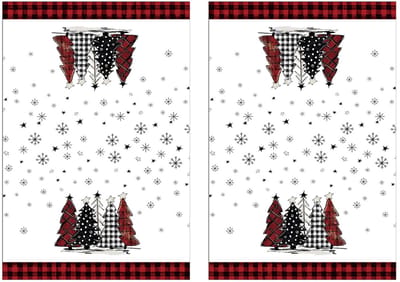 2-stuks Kersthanddoeken - Keukendoeken met kerstthema - Extra zacht en absorberend - Kerstboompatroon - 45 * 66 cm - Geschikt voor afwassen in de keuken, handen drogen in de badkamer en als decoratie voor thuis - Wit, rood, zwart
