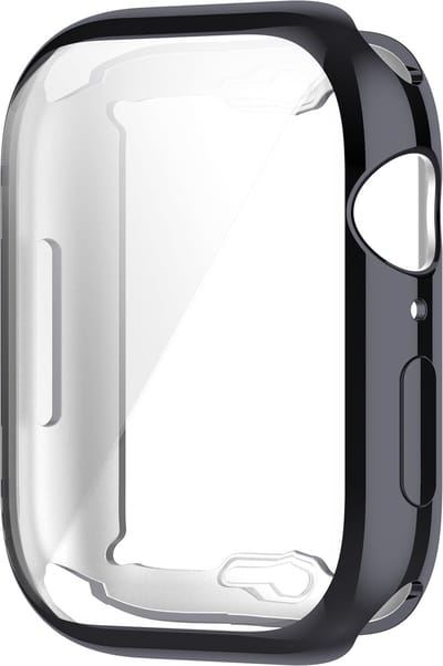 By Qubix - Siliconen case (volledig beschermd) 45mm - Space Grey - Geschikt voor Apple watch 45mm hoesje - screenprotector - Bescherming iWatch - Bescherm hoesje