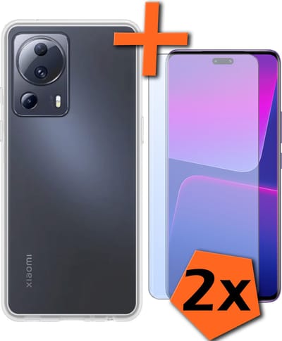 Hoes - Met 2x Screenprotector - Geschikt voor Xiaomi 13 Lite - Sterk & Shockproof - Back Cover - Siliconen Case - Telefoon Hoes - Transparant