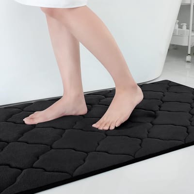 Olanly Antislip Badmat - Douchemat - Absorberende Badkamermat - Memory Foam Douchemat - 61x90cm - Zwart