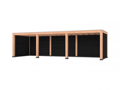 Douglas overkapping, 900 x 300, met achterwand en twee zijwanden, Westwood Modern Basic zwart