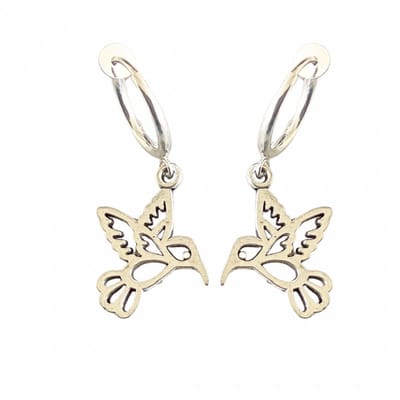 Klem Oorbellen -kolibrie- zilverkleur- geen gaatje- Charme Bijoux