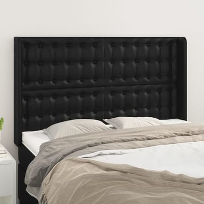 vidaXL - Hoofdbord - met - randen - 147x16x118/128 - cm - kunstleer - zwart