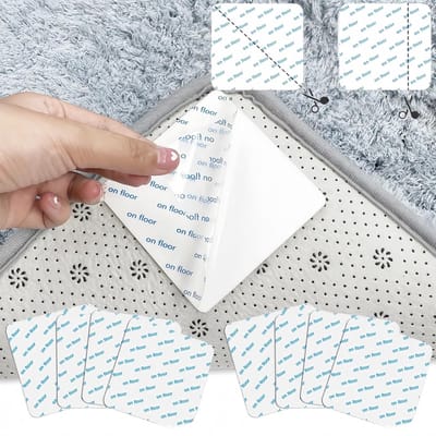 Antislipmat, 16 stuks, wasbaar en herbruikbaar, kan worden verdeeld in 32 driehoeken en 64 rechthoekige antislipmatjes, gemaakt van waterdicht PU-materiaal, sterke hechting, vervormt niet,100*100mm