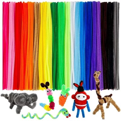 Fako Bijoux - 100 Gekleurde Pijpenragers - Set van 100 Stuks Chenille Draden - 20 Verschillende Kleuren - 30 cm Lang - Knutselen - DIY - Hobby - Chenille Draad – Flexibele Pijpenragers - Kinderen en Volwassenen - 100 Stuks