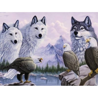 Diamant peinture Animal loup famille Dimaond broderie pleine perceuse diamant peinture 20X30CM gray