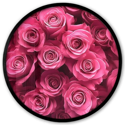 Poster in lijst Rond - Fotolijst 40x40 cm - Posters - Rozen - Pink - Bloem - Ronde posterlijst zwart - Decoratie - Wanddecoratie woonkamer - Muurdecoratie slaapkamer