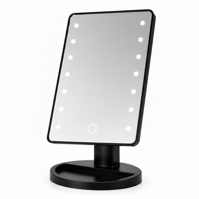 Make-up Spiegel met LED Verlichting – 14 Lichtpunten – Touch Bediening – Dimbaar – 3 Lichtstanden – 180° Verstelbaar – Tafelspiegel Zwart