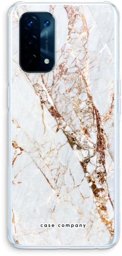 Case Company® - Hoesje geschikt voor Oppo A74 5G hoesje - Goud marmer - Soft Cover Telefoonhoesje - Bescherming aan alle Kanten en Schermrand