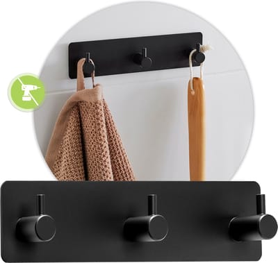 Handdoekhaakjes zelfklevend - Zwart - Handdoekhouder Badkamer Keuken - Zonder Boren