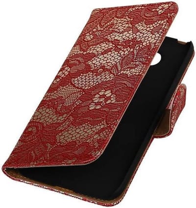 Lace Bookstyle Wallet Case Hoesjes Geschikt voor LG G5 Rood
