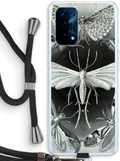 Case Company® - Hoesje met koord geschikt voor Oppo A74 5G hoesje met Koord - Haeckel Tineida - Telefoonhoesje met Zwart Koord - Bescherming aan alle Kanten en Over de Schermrand