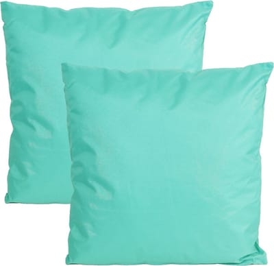 Anna's collection Buiten of tuin sier kussens - 2x - aqua blauw - 45 x 45 cm - binnen/buiten - zitkussens tuinbank