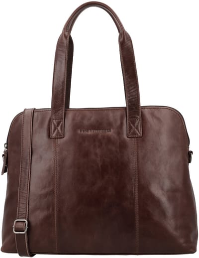 Hide & Stitches Porto Laptoptas 13,3 inch - Leer - Shopper - Schoudertas - Leren Dames Tas - Donkerbruin