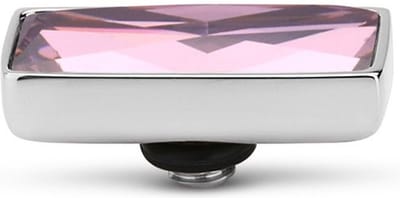 Melano Twisted Rectangle Steentje Pink | Zilver