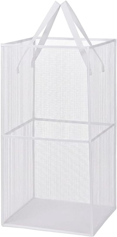 Vouwbare Wasmand van Mesh Stof met Handvatten - Grote Capaciteit 66 cm x 33 cm x 33 cm, Dubbele Laag voor Efficiënte Wasopslag en Organisatie