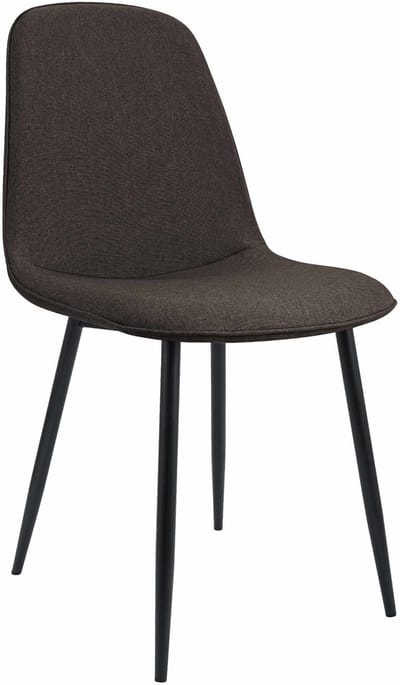 CLP Maryam Eetkamerstoel - klassiek - met rugleuning - zwart metalen frame - belastbaar tot 150 kg - Stof/bruin