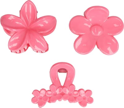 Haarsoires Haarspeld Haarklemmen 4cm – Bloemvorm – Fuchsia Roze – Set van 3 - Haarclip Klem - Hair Claw - voor Opsteken Haar - Hair Clip - Decoratieve Haaraccessoire