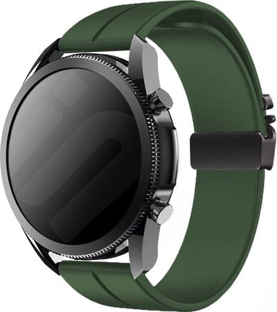 Strap-it Smartwatch bandje 20mm - Siliconen band met parachutesluiting - geschikt voor Samsung Galaxy Watch 7 / 6 / 5 / 4 (Classic / Pro) / FE / Watch 3 41mm / Watch 1 42mm / Watch Active (2) - Polar Ignite / Unite - Amazfit Bip / GTS (donkergroen)