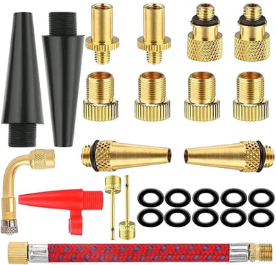 Dailygoods - Fietsventieladapters - Hoogwaardige kwaliteit - 27 stuks - DV AV SV - Geschikt voor alle fietsventielen - Inclusief balnaald