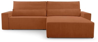 Hoekbank met Slaapfunctie - 297 x 200 x 85 cm - Comfortabele en Stijlvolle Familiebank - DENVER L - Poso 40 Oranje
