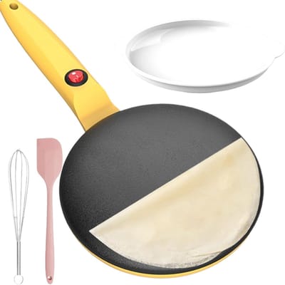 Pannenkoekenmaker Elektrisch - Crêpe Maker - Snel Ontbijt Maken - Automatische Temperatuurregeling - 20x42cm - Geel