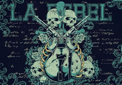 Rock Guitar Skull Guns Photo Wallcovering