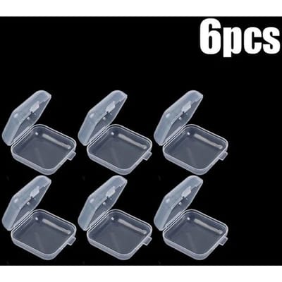 Lot de 24/6 boîtes de rangement carrées en plastique transparent pour colliers, boucles d'oreilles, bagues, bijoux, boîtes d'emballage, conteneur de stockage 3.5x3.5x1.8cm