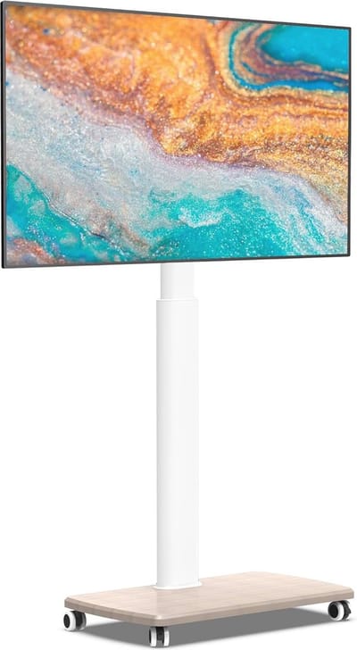Verstelbare mobiele tv standaard met houten voet voor 32-70 inch TV - Draaibaar en hoogte instelbaar met wielen
