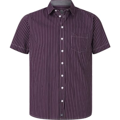 Jan Vanderstorm herren Gestreept Overhemd - 41/42 - donkerlila - Plus Size
