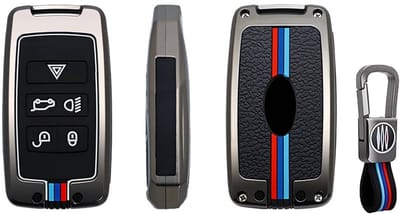 Autosleutel Hoesje geschikt voor Landrover - Sleutelcover - Metalen Sleutelhoes - Accessoires - grijs