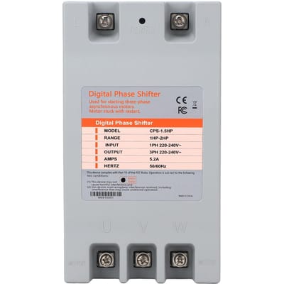 Industriële Digitale Faseverschuiver Nauwkeurige Multifunctionele Enkel Fase naar Drie Fase Converter voor Machines