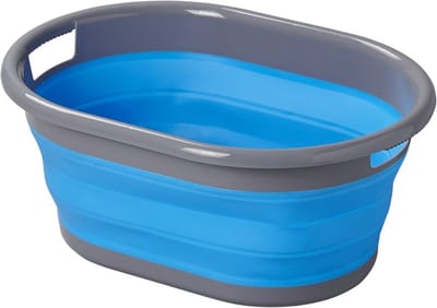 ProPlus Opvouwbare wasmand - 17 liter - blauw/grijs - ruimtebesparend - ideaal voor camping en thuis