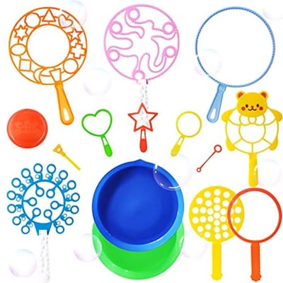 Bellenblaas Set - Zeepbellen Toverstaf - Buiten Spelen - 15 Delige Set - Diverse Maten - Multicolor