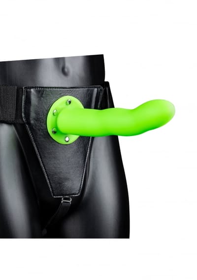 Ouch! by Shots - Glow in the Dark Curved Hollow Strap-On - 8 / 20 cm