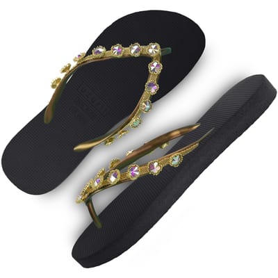 Uzurii Flower Aby dames slipper - Zwart - Maat 37/38