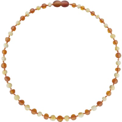 Wild Sun Barnsteen Ketting Baby / Peuter - Amber Ketting - Baltische Barnsteen – Pijnstillend bij Doorkomende Tanden - 32 cm – Milk / Cognac