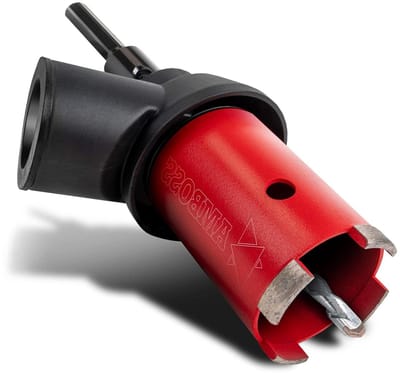 Diamant blikverlager Ø 68 mm / M16 / DEX-systeem / 90 mm nuttige lengte incl. afzuiging incl. 6kant opname en boor - Ambeeld Red Force Premium voor metselwerk, baksteen, gips, schurende materialen