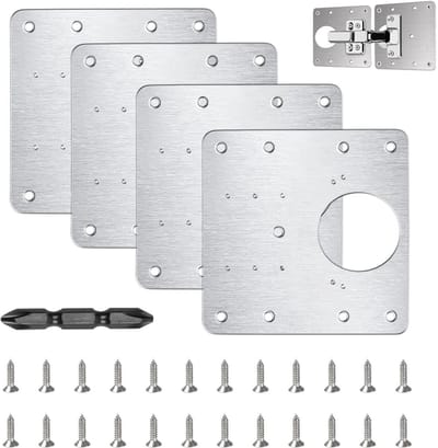 Dailygoody - Hinge Repair Kit - RVS Scharnierplaten - Voor het herstellen van versleten scharnieren - 4 stuks - Geschikt voor keukenmeubels en kasten