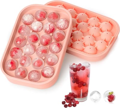 Mini Bol Ijsblokken Vormen - 22 stuks Ronde Ijsbal Siliconen Molds met Deksel - Voedselveilig Siliconen Makkelijk Loslaten Ijsbal Maker voor Cocktails Whiskey Dranken Koffie Thuis Bar