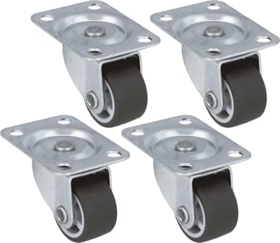 AMIG Transportwielen 30mm - Set van 4 Zwenkwielen - Geruisloze Meubelwielen - 135kg